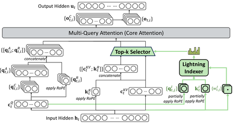DeepSeek Sparse Attention instantiated under MLA
